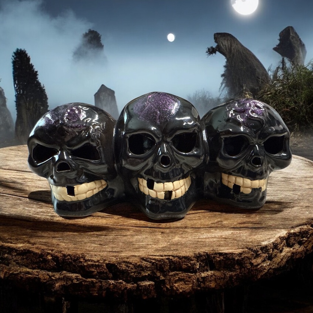 Y2K Black Ceramic Skull Decor Trio